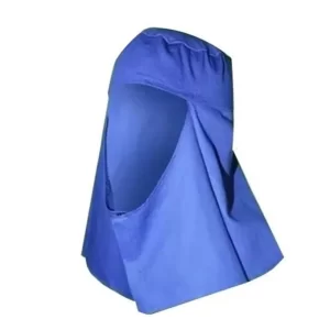 Capuz de segurança confeccionada em tecido de algodão, modelo árabe, fechamento frontal por meio de velcro.